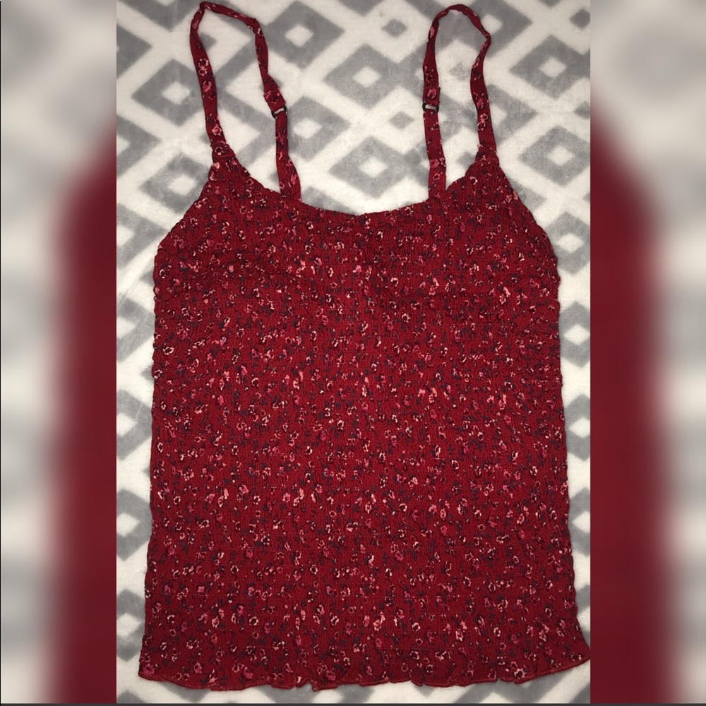 red flowery crop top